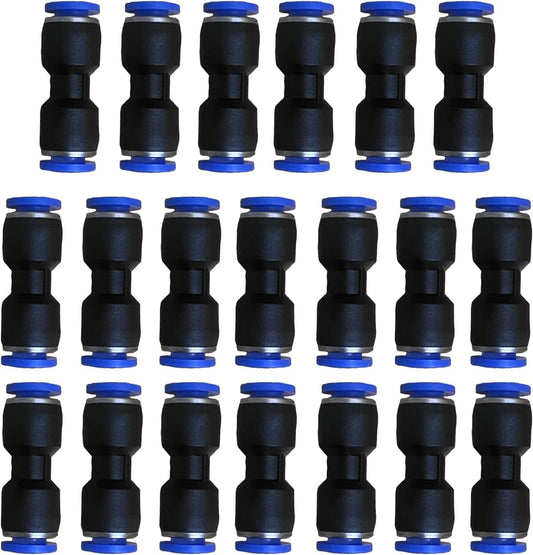 1/4 OD Pneumatic quick Connector Push to Connect fittings Straight Union/Coupler (Pack of 20)