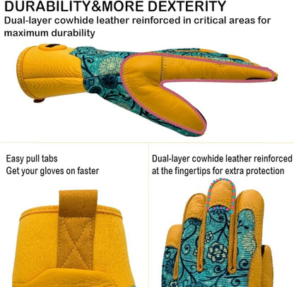 Thorn Proof&Puncture Resistant Gardening Gloves with Grip,Garden Gloves for Women, Leather Work Gloves,Gifts