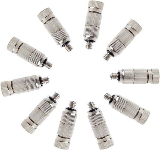 Metalwork 10 Pcs Stainless Steel Misting Nozzles For Outdoor Cooling Misting System, High Pressure Anti Drip Cleanable, 3/16" Thread (0.8mm)