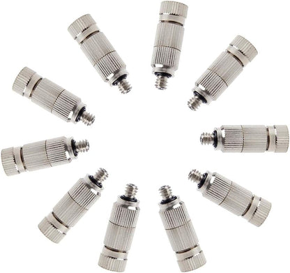 Metalwork 10 Pcs Stainless Steel Misting Nozzles For Outdoor Cooling Misting System, High Pressure Anti Drip Cleanable, 3/16" Thread (0.6mm)