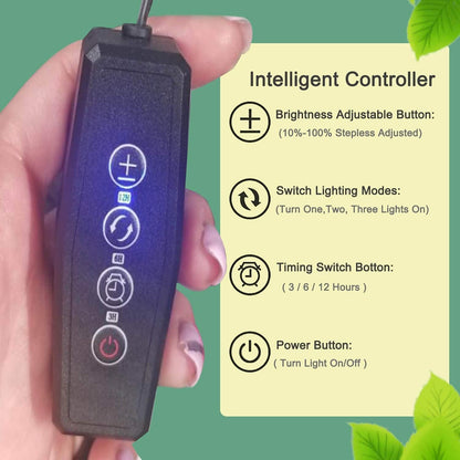 Plant Grow Light，Grow Light for Indoor Plants with 20-60'' Height Adjustable- Full Spectrum Timer, 3 Switch Modes, Adjustable Tripod Stand & Gooseneck for Larger Plants (Tri Heads)