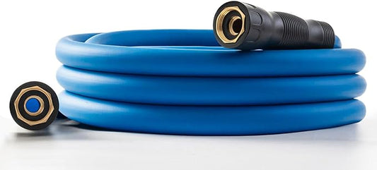 5/8" Female to Female Hot/Cold Water Leader Hose 15ft, -50℉ to 190℉ Flexible,Burst 600 Psi 3/4" Brass Fittings with Swivel Grip Handle for Outdoor,Yard, Farm, Blue