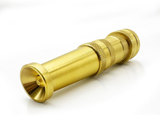 Brass Hose Nozzle Cyprium Water Hose Nozzle High Pressure Adjustable Twist Heavy Duty 5" Brass Nozzle for Garden Hose, Power Washer