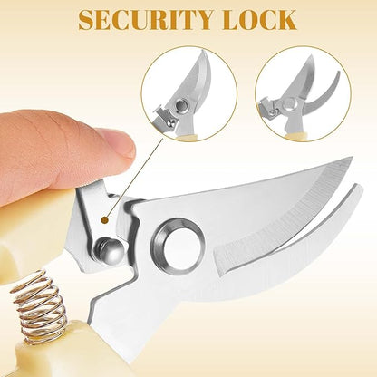 Amylove 24 Pcs Garden Flower Shears Pruning Scissors Heavy Duty Plant Scissors Garden Clippers Hand Bypass Pruner for Gardening Plants Hedge Flower Tree Cutting Miniature Bonsai Modeling(Beige)