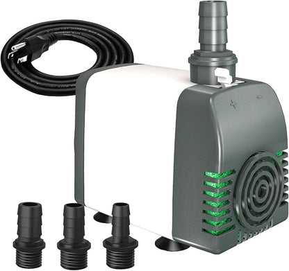 550GPH Submersible Water Pump, Fountain Pumps with Over Heating Protection Adjustable Flow Rate Desin 6.5ft High Lift for Fountains, Hydroponics, Ponds, Aquariums & More