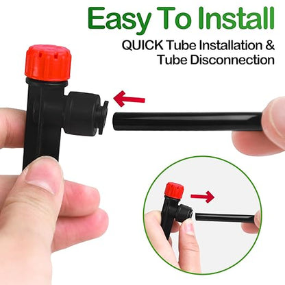Push-to-Fit Drip Irrigation Emitters for 1/4" Drip Irrigation Tubing, 30 Pieces Adjustable 360 Degree Water Flow Drippers Sprayer on Stake 360° Full Circle Multi-Stream Irrigation Drippers
