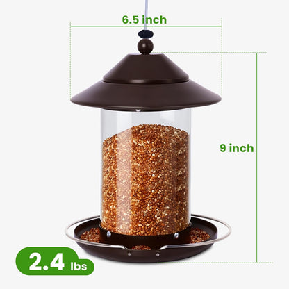 Metal Bird Feeder for Outdoors – 2.4LB Hanging Bird Feeder with 360-degree, Weatherproof & Rust-Resistant, Easy to Fill & Clean for Wild Bird Feeders in Backyard & Garden (Brown)
