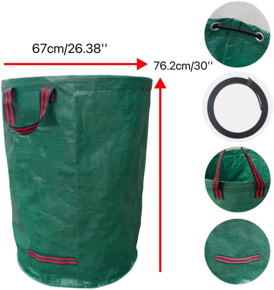 3-Pack 72Gallons Reusable Yard Waste Bags,Leaf Bags,Heavy Duty Garden Bags(26"D x 30"H) With 4 Handles,and With Gardening Gloves,For Lawn Yard Pool Plant Trash Trimming etc..