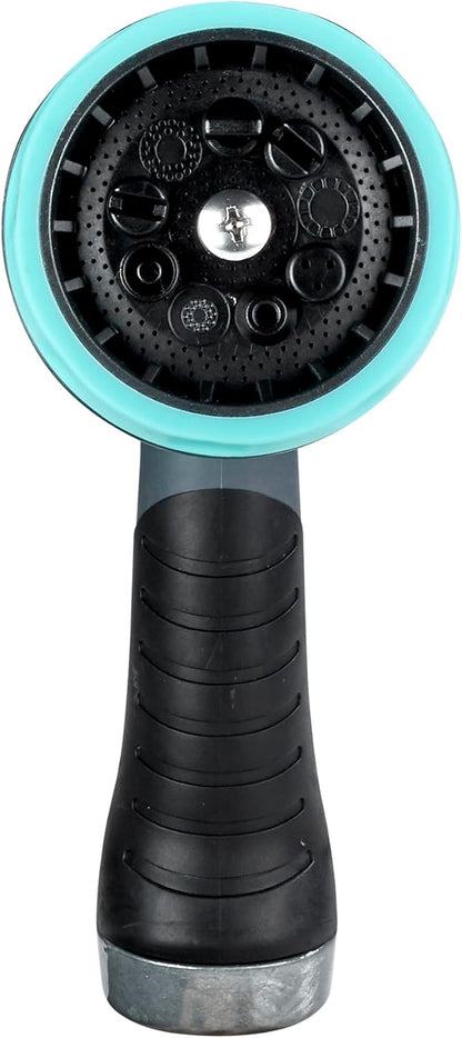 Garden Hose Nozzle 9 Pattern Metal Water Sprayer 500002 with Thumb Control and Comfort Grip by New England Garden Tools for Cleaning, Watering Plants & Yards, Washing Cars & Pets