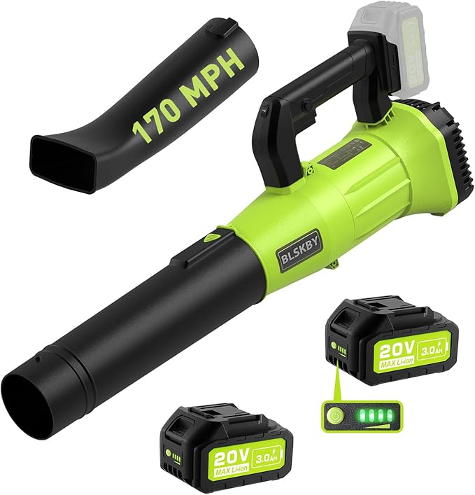 Leaf Blower Cordless | 530 CFM & 170 MPH | 2 Batteries and Fast Charger | 20V Powerful Lightweight Electric Cordless Leaf Blowers for Lawn Care, Yard