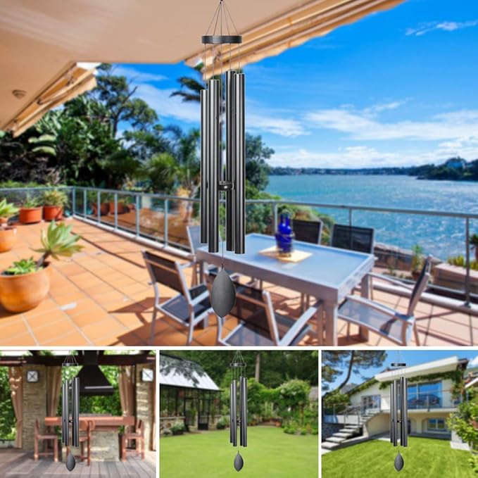 Large Wind Chimes Outside Deep Tone,44" Memorial Wind Chimes Outdoor with 4 Heavy Tubes Soothing Melody Sympathy Gift for Mom Patio Hanging Decor