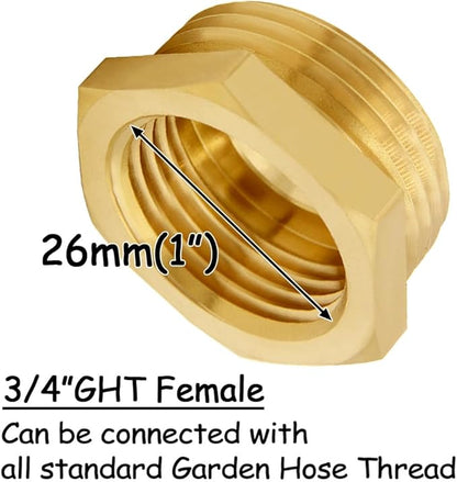 Brass Garden Hose Bushing 3/4"GHT Female to 1"NPT Male Thread Reducer Adapter Water Hose Nipple Reducing Convert Pipe Fittings Connector