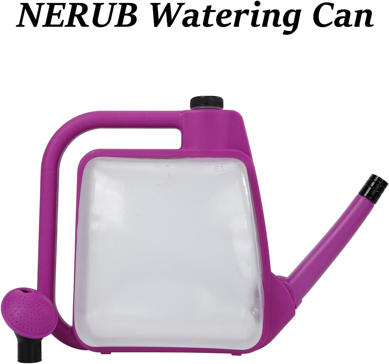 6L Foldable Clear Plastic Watering Can with Rotating Nozzle Long Spout Ideal for Indoor and Outdoor Gardening - Purple