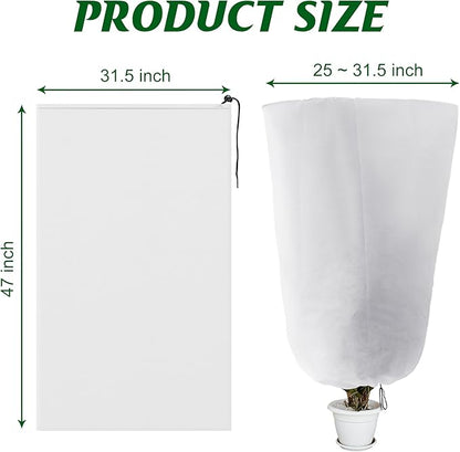 Alpurple 4 Packs Winter Drawstring Plant Covers - 47" X 31.5" Warm Plant Protection Cover Bags, Frost Cloth Blanket Protecting Fruit Tree Potted Plants from Freezing Animals Eating