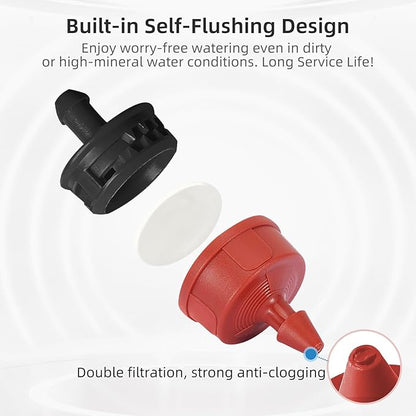 30PCS 1 GPH Pressure Compensating Drip Irrigation Spot Watering Drippers/Emitters, Self-Cleaning Constant Flow Drip Irrigation Emitters Heads Irrigation Drippers Parts for Drip Irrigation System