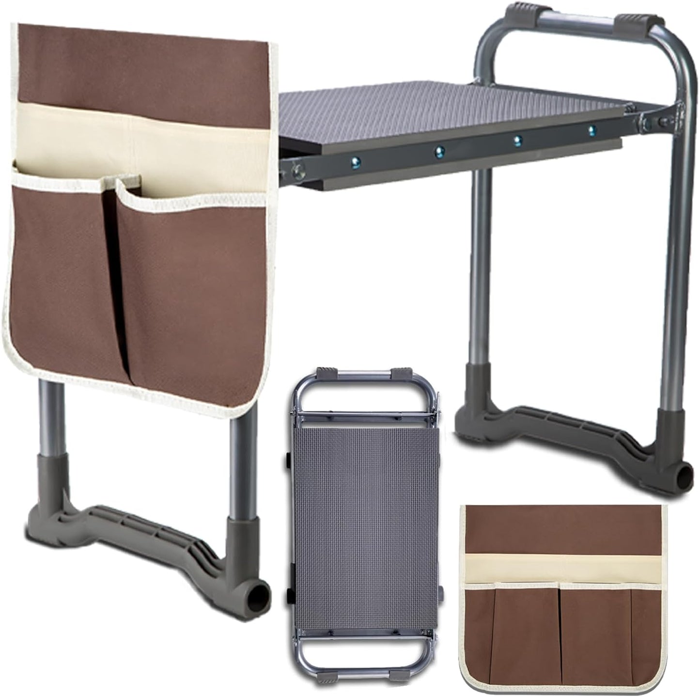 Garden Kneeler Folding Garden Stool Seat with EVA Foam Pad - Portable Foldable Gardening Bench Gift (Gray)