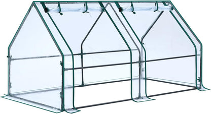 Ohuhu Portable Mini Greenhouse, 71"x36"x36" Greenhouses for Outdoors with Dual Large Zipper Doors & Ground Stakes, Waterproof & UV Protected Plastic Green House for Outside Garden Patio Transparent