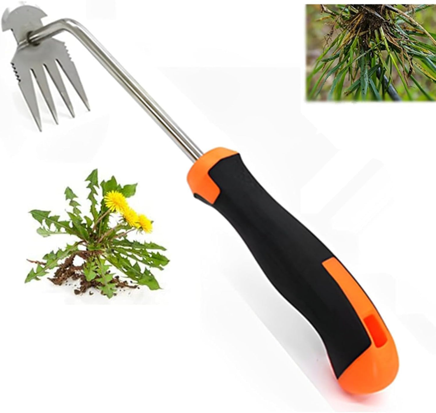 Set of 2 Black Weed Puller Tool, New Durable Garden Weed Pulling Tool, Portable Garden Weeder Tool for Vegetable Gardening Backyard Farm Planting & Weeding (Black Handle)