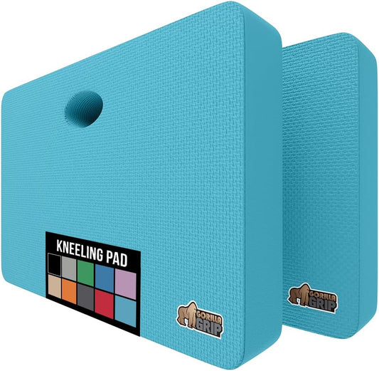 GORILLA GRIP Extra Thick Patent Pending Garden Kneeling Pad, 17.5 x 11 Inch Supportive Soft Foam Knee Cushioning Gardening, Water Resistant, Bathing Baby, Working Supplies Lightweight 2 Pack Turquoise