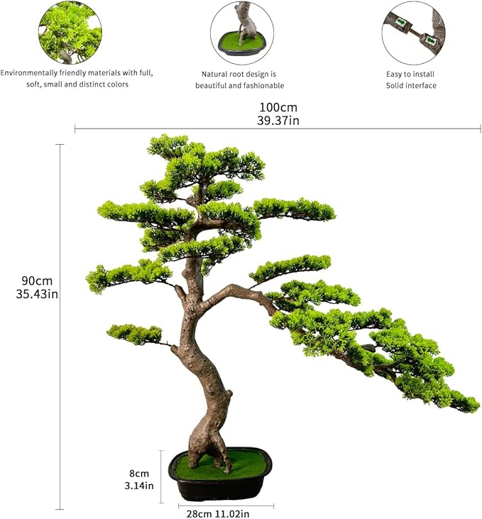 3ft（43in） Artificial Bonsai Tree Juniper Faux Plants Indoor Big Fake Plants Decor with Ceramic Pots for Home Table Office Desk Bathroom Shelf Bedroom Living Room Farmhouse Decorations