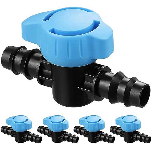 5 Pack 1/2 Inch Drip Irrigation Valve: 1/2 in. in-Line Shut Off Valves for 1/2 Inch Drip Irrigation Tubing (.570-.620" ID) Barbed Cut Off Switch Valve for Garden Irrigation System