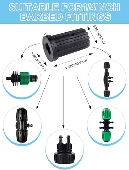 Kalolary 20PCS Barbed Tee 1/2" to 1/4" Drip Irrigation Fittings, Anti-Drop Barbed Hose Parts Connectors for 12mm/16mm to 4mm/7mm Drip Systems 6 Way Adapter（Black）