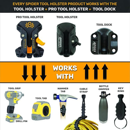 Spider Tool Holster - Improve The Way You Carry Your Power Drill, Driver, Multitool, Pneumatic, Multi-Tool and More on Your Belt - Compatible With All Major Tool Brands