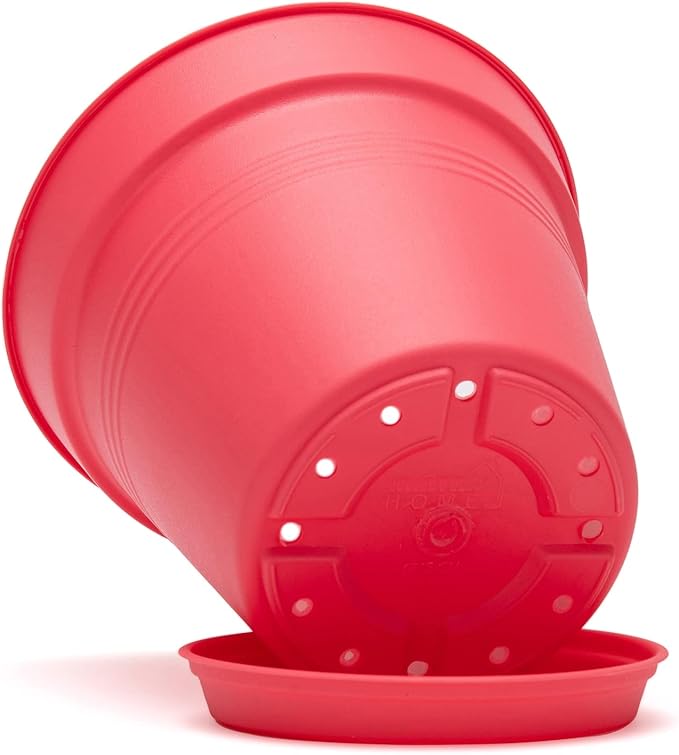 Mintra Home Garden Pots 4pk - Flowers, Herbs, Plants, Indoor, Outdoor, Colorful, Wholesale, Bulk (Coral, 13cm Diameter (5in))