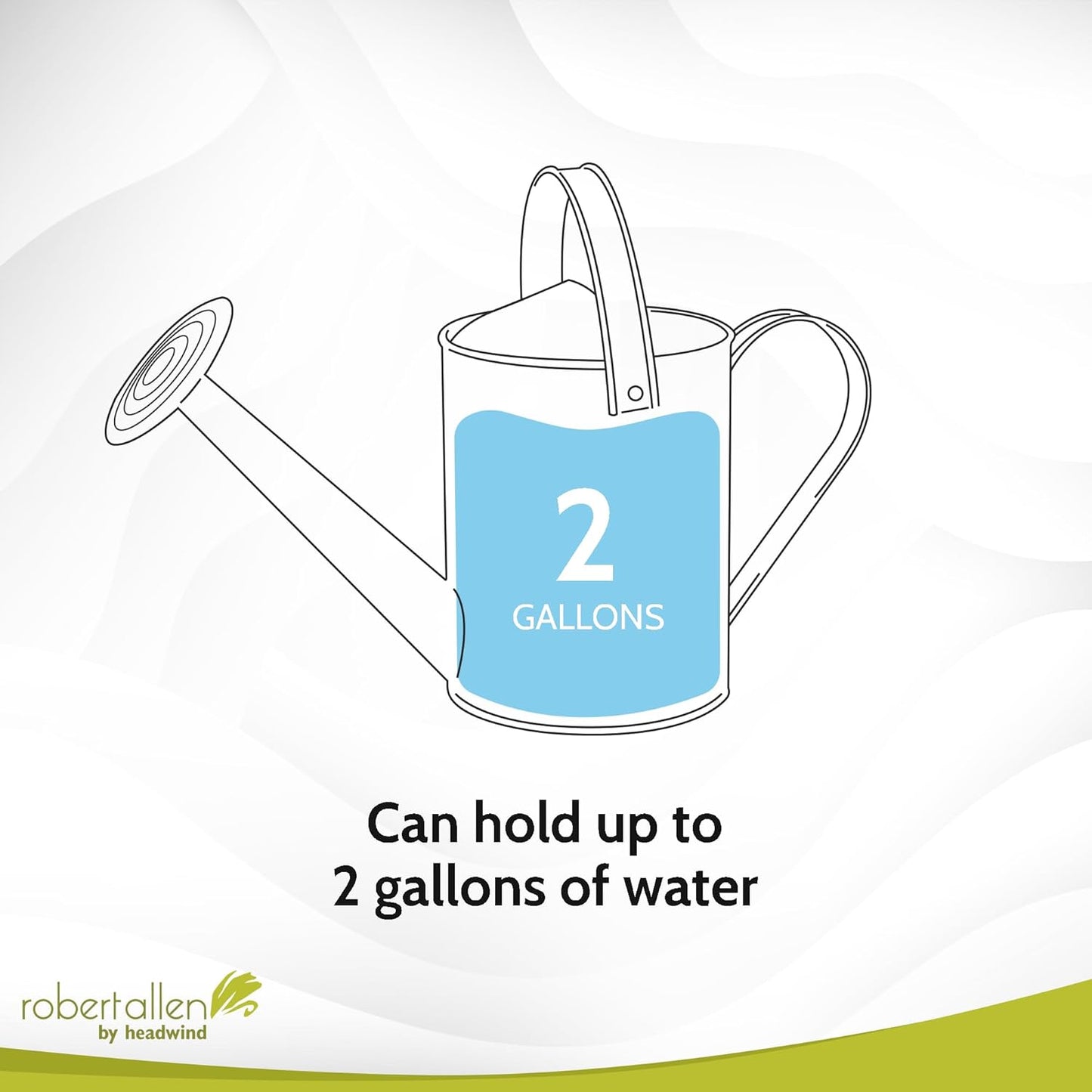 Robert Allen Home & Garden MPT01500 Wexley Metal Watering Can, 2 Gallon, Tansy Green