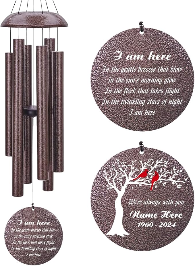 Personalized Sympathy Wind Chimes, Personalized Wind Chimes for Loss of Loved One, Commemorative Sympathy Gifts for Funerals, in Memory of Dad/Mom/Husband/Wife, Ship from US