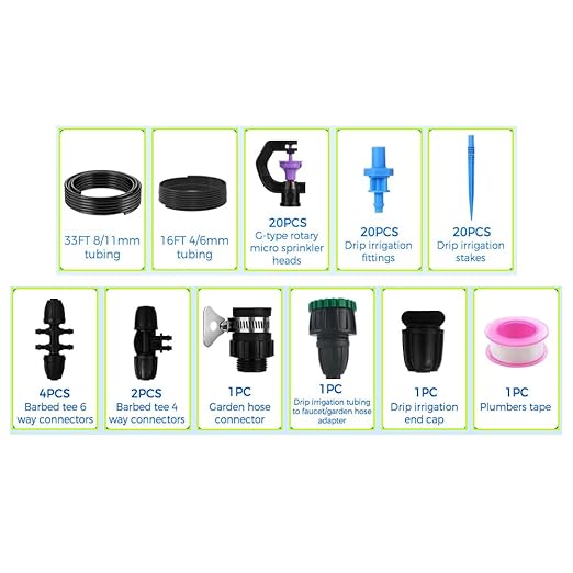 49.2FT/15M Rotary Sprinkler Drip Irrigation System, Adjustable Complete Drip Irrigation Kit with Rotary Sprinkler, 1/2" and 1/4" Irrigation Tubing and Barbed Fittings for Garden,Raised Bed,Yard,Lawn