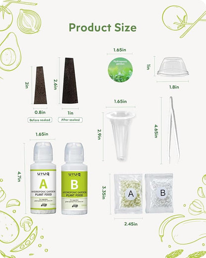 188Pcs Hydroponic Pods Supplies: Grow Anything Kit with 45 Grow Sponges, 45 Grow Baskets, 45 Grow Domes, 45 Pod Labels, 8 A&B Plant Food - Compatible Hydroponics Growing System Most Brands