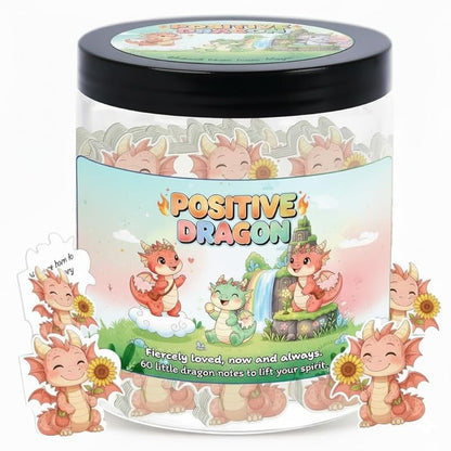 Positive Dragon Jar With 60 Affirmation Cards – Dragon Figurine Inspired Gifts, Dragon Bookshelf Decor, Dad Birthday Gift, Grandma Birthday Gifts, Unique Positivity Cards For Grandpa