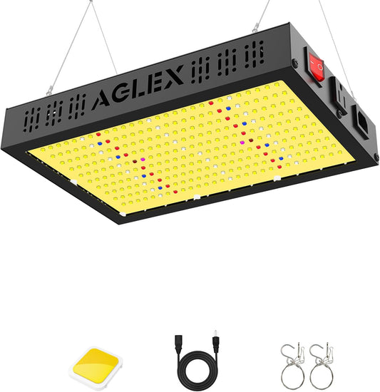 AGLEX E600 LED Grow Light, Full Spectrum Grow Light with UV IR Diode, Grow Lights for Indoor Plants with Daisy Chain & Built-in Silent Fan, Plant Growing Lamps for 2x2 FT Coverage
