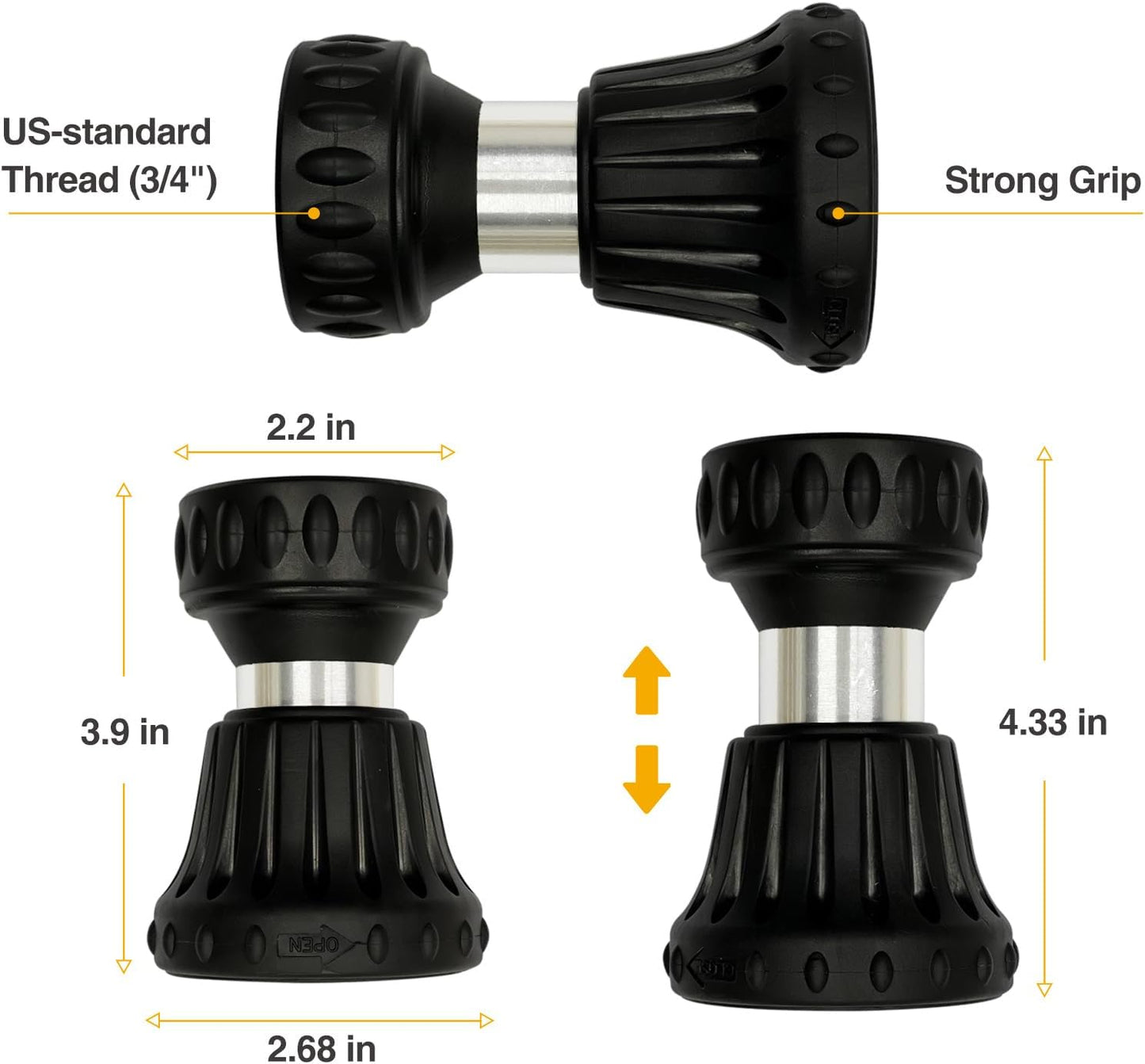 Cyprium Water Hose Nozzle Spray Water Nozzles For Garden Fireman Style Hose Nozzle Outdoor Hose Nozzle Sprayer High Pressure Watertight Connections For Reliable Use In Gardening, Cleaning