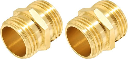 TAROSE 2 Pack Brass Garden Hose Adapter, Male to Male Hose Connector Adapter, GHT to GHT Adapter Hose Fitting,Brass Garden Hose to Pipe Fittings Connect