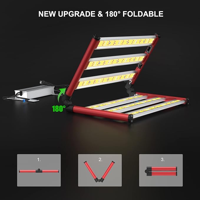 AGLEX 330W Led Grow Lights, Full Spectrum Grow Light with UV IR, Daisy Chain Foldable & Dimmable Plant Bar Style Grow Light for Indoor Growing Commercial Hydroponic Growing Lamp 3x4 FT Core Coverage