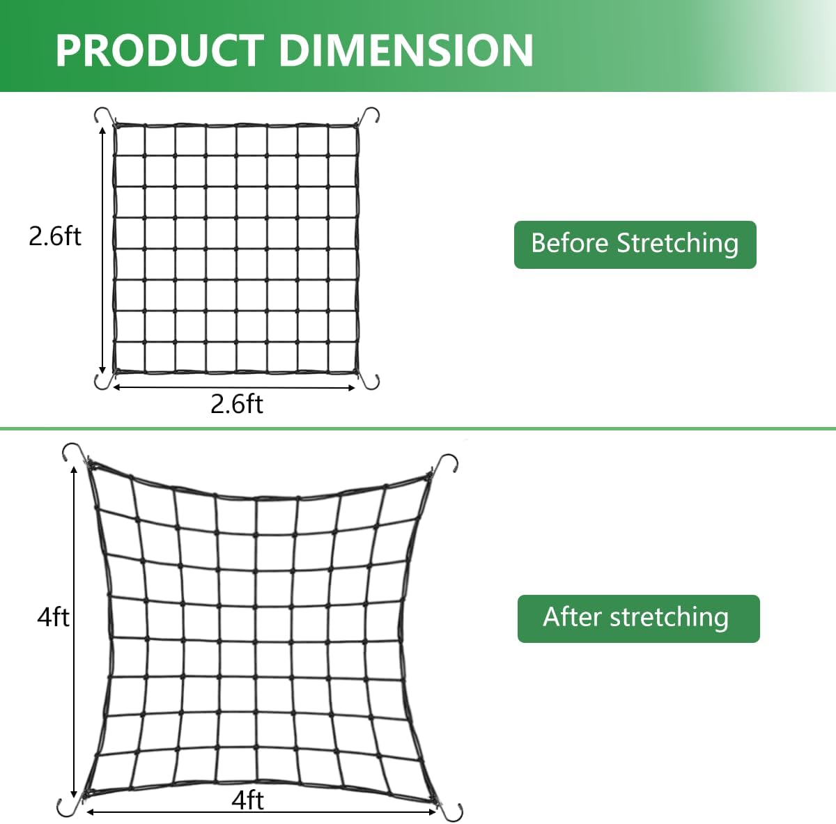 Elastic Netting with Hooks, Heavy-Duty Trellis Support for Indoor Plants, Gardening