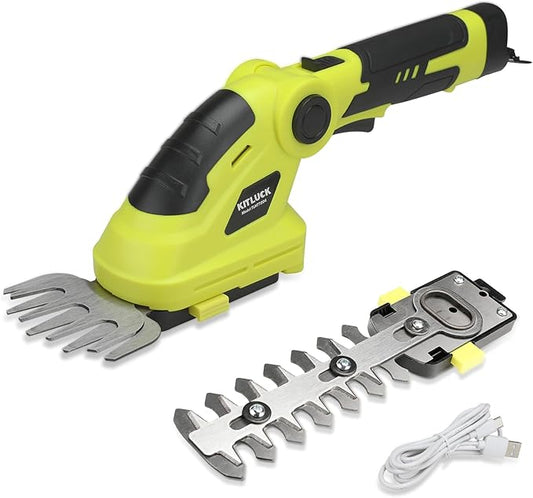 KITLUCK 8V Cordless 2-in-1 Grass Shear & Hedge Trimmer,Handheld Electric Grass Trimmer Hedge Shears/Grass Cutter Rechargeable,2000mAh Battery for Yard, Garden, Lawn Care