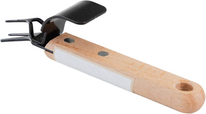 Wazakura Japanese Weeding Fork – Dual Prong Root Remover Tool for Dandelions & Thistles – Deep Root Extractor with Comfortable Wooden Handle – Durable Steel Garden Tool, Made in Japan