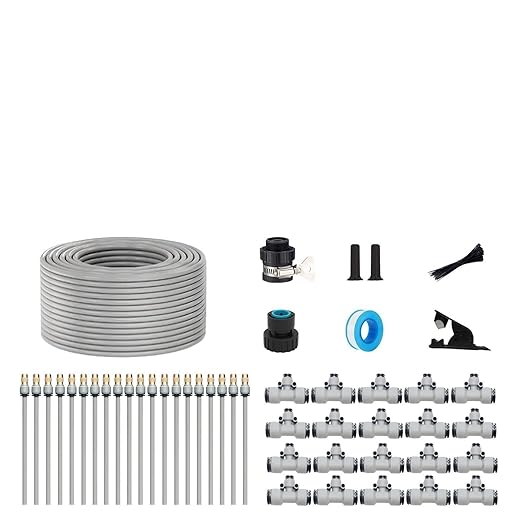 New Drip Irrigation Kits,Quick Connector Automatic Irrigation System,with Replaceable Bending Dropper,atomizing Copper Nozzle for Watering System for Garden Plant Lawn Patio. (25M)