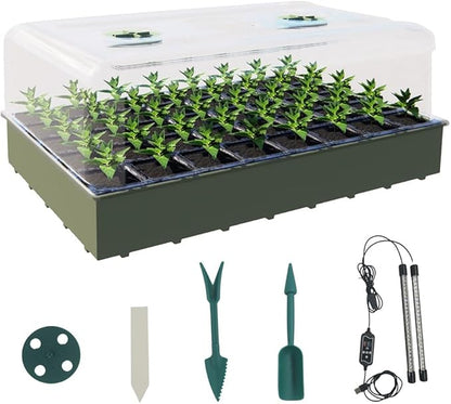 KSONE Seed Starter Tray Kit with Warming Light Strip 40 Cells: Grow Smarter, Faster & Effortlessly with Science-Backed Design for Indoor Greenhouses & Beginner Gardening