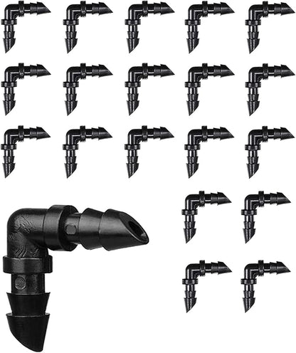 BEADNOVA Drip Irrigation Parts 20 Pcs 1/4 Inch Barbed Elbow Couplings Fittings Drip Line Connectors for 1/4 Inch Irrigation Tubing Garden Watering System (20pcs)
