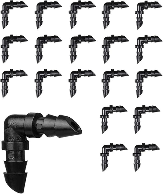 BEADNOVA Drip Irrigation Parts 20 Pcs 1/4 Inch Barbed Elbow Couplings Fittings Drip Line Connectors for 1/4 Inch Irrigation Tubing Garden Watering System (20pcs)