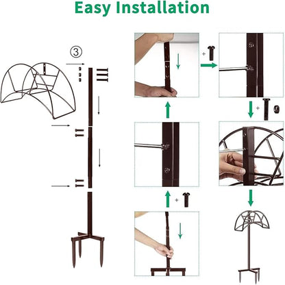 TomCare Garden Hose Holder Detachable Metal Water Hose Holder Hose Hanger Heavy Duty Free Standing Hose Storage Stand for Outside, Bronze