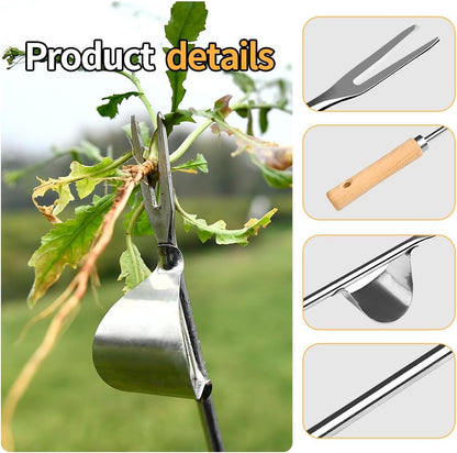 Hand Weeder Tool, Stainless Steel 2 Pcs Weeder Tool for Garden and Farm,Weeding Tool for Gardening,Garden Weeder, Weed Pulling Tool, Weed Puller Tool(Wooden Handle)…