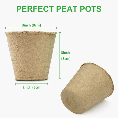 GROWNEER 120 Packs 3 Inch Peat Pots Plant Starters for Seedling with 15 Pcs Plant Labels, Biodegradable Herb Seed Starter Pots Kits, Garden Germination Nursery Pot