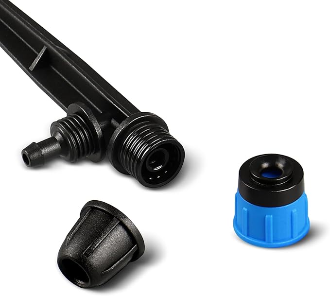 25 Pieces Drip Emitters Fan Shape with Stake for 1/4" Irrigation Tubing: Adjustable 360 Degree Water Flow Irrigation Universal Vortex Sprayer On 5" Stake Drip Pipe Sprinklers Fittings