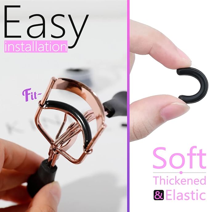 40 pcs Eyelash Curler Refills Curler Refill Pads Soft Rubber Curler Replacement Refills Pads for Universal Eyelash Curler with a Clear Storage Box (Black, Purple, Rose Red, Pink * 10)