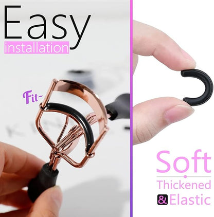 40 pcs Eyelash Curler Refills Curler Refill Pads Soft Rubber Curler Replacement Refills Pads for Universal Eyelash Curler with a Clear Storage Box (Black, Purple, Rose Red, Pink * 10)